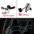Car Interior Led Decorative Lamp EL Wiring Neon Strip For Auto DIY Flexible Ambient Light USB Party Atmosphere Diode-White. 