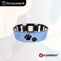 Flamingo Kena Stainless Steel Printed Bowl Made In Belgium 2.2L Metal Blue. 
