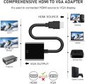 HDMI to VGA, Gold-Plated HDMI to VGA Adapter Without Audio (Male to Female) Compatible for Computer, Desktop, Laptop, PC, Monitor, Projector, HDTV, Chromebook, Raspberry Pi, Roku, Xbox and More - Black. 