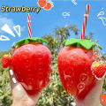 500ml Summer Cute Strawberry Straw Water Bottle Milk Coffee Straw Cup for Home. 