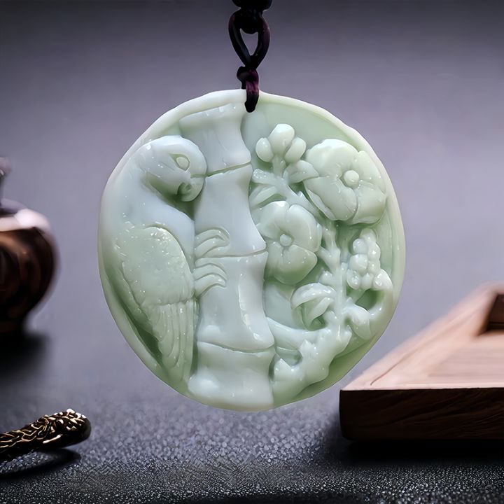 Green Natural Real Jade Parrot Pendant Necklace Talismans Gemstones Designer Luxury Gifts for Women Men Gift Accessories