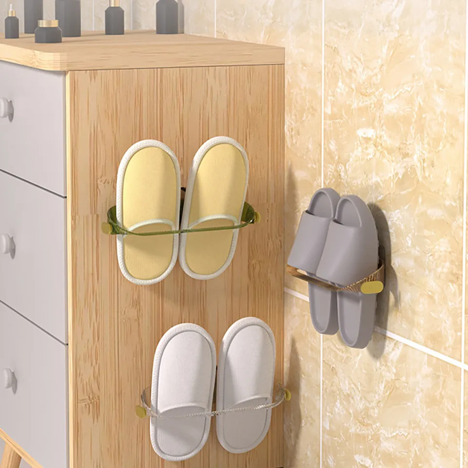 Slippers Wall Holder Wall-mounted Slippers Holder with Shoelace