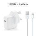 KONSMART 10W Fast Charging Wall Charger USB Power Adapter US UK Plug + Lightning Cable 1m/2m For Apple iPhone 6 6s Plus 7 8 Plus X XR XS Max 11 Pro Max 12 Pro Max 12 Mini iPad iPod. 