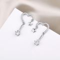 New 2023 S925 Silver Needle Heart Luxury Star Crystal Earrings. 