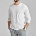 Pure White Long Sleeves Men's T Shirt New Style, Durable & Soft Material.. 