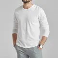Pure White Long Sleeves Men's T Shirt New Style, Durable & Soft Material.. 