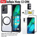 3 in 1 Infinix Note 12 G96 Shockproof Phone Case With Magnetic Wireless Charging Sticker For Infinix Note 40 Note 30 Anti Spy Privacy Tempered Glass Screen Protector +Lens Film. 