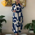 Women Retro Dress Floral Print Plus Size Maxi Dress with Pockets Loose Fit Long S ve O Neck A-line Ankle Length Women's Dress Spring Women Dress. 