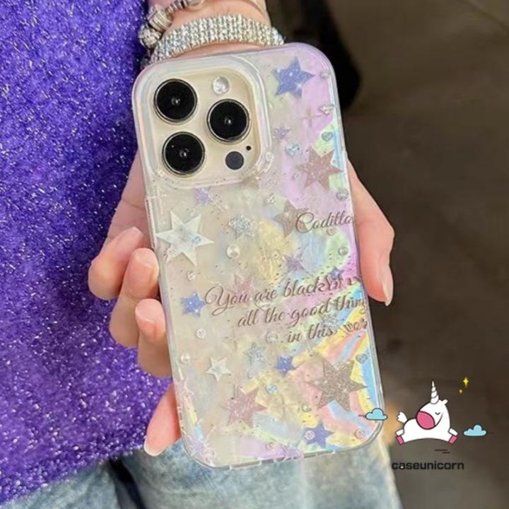 For Samsung A02s A14 A13 A05 A03s A51 A05s A12 A54 A53 A04 A52 A34 A20s A31 A21s A24 A30 A04s A52s A50s A30s A23 A11 A32 A04E A10s Romance Pearly Card Cartoon Starry Sky Stars Case