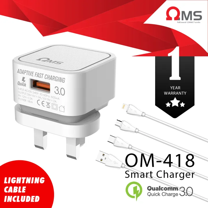 OMS%20OM%20-%20418%20QC%202.0%20/%20QC%203.0%20Fast%20Charger%2018W%20Wall%20adapter%20with%20Micro%20USB%20/%20Type%20C%20/%20Lightning%20Charging%20Cable%20Fast%20Charging%20-%20Image%205