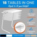 White Adjustable Portable Table-Mate II Tray Holder Large Folding Adjusting Convenient Move Moveable Table for Laptop Breakfast Food Cup Plate Paper Documents TV Television Electric Devices Work from Home Office Hospital Room Bed Kitchen Living Lifestyle. 