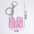 New 26 Letter Pink Letters Keychains Glitter Sequins Resin Key Chain English Alphabet Keyring Handbag Charms Accessory Trinket. 