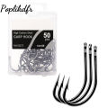 Poplikdfr 50pcs Fishing Hooks Beak Offset Circle Hook High Carbon Steel Barbed Long Shank Hooks With Box Package For CARP Saltwater Freshwater. 