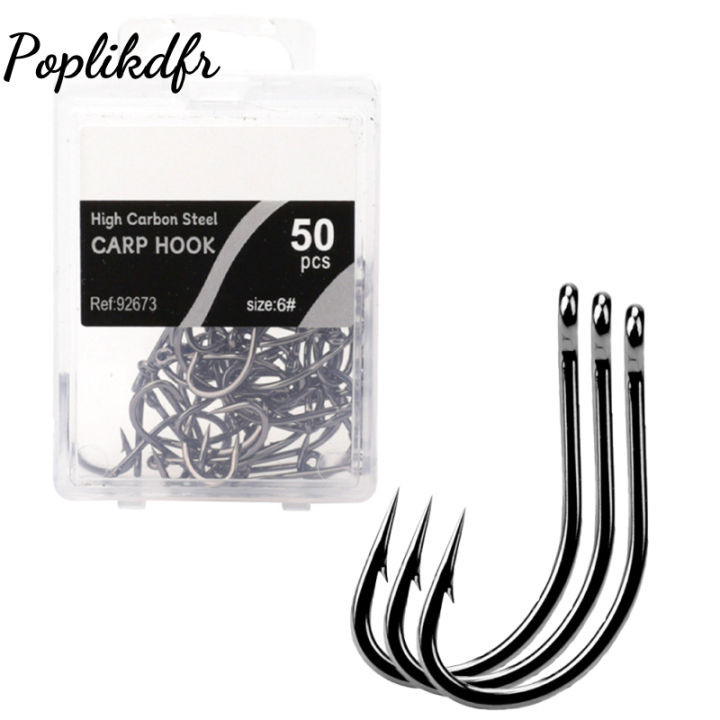 Poplikdfr 50pcs Fishing Hooks Beak Offset Circle Hook High Carbon Steel Barbed Long Shank Hooks With Box Package For CARP Saltwater Freshwater