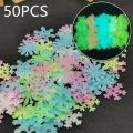 50pcs Christmas Luminous Snowflake Wall Sticker Stars Glow In The Dark Fluorescent Snowflake deco. 