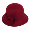 chunren Women's Jazz Cap Retro Winter Fedoras Bucket Hat Felt Hat Bowknot Trilby. 