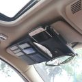 【Gray】 Car Sun Pen Business Card Holder Organizer Storage Box Clip Stowing Tidying Car Accessories. 