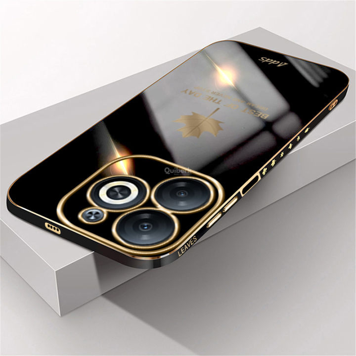 Quiberk%20for%20Infinix%20Smart%208%20/%20Hot%2040i%20Fashion%20Plating%20Soft%20Case%20Maple%20Leaf%20Pattern%20Square%20Frame%20Shockproof%20Phone%20Back%20Cover%20-%20Image%203