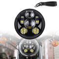 12V Motorcycle Headlight Round LED Driving Lamp Head Lamp, 2 Lighting Modes, Fit for 5.75 inches, Retro Turn Signal. 