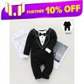 Newborn Baby Boys Gentleman Romper Bodysuit Jumpsuit Clothes Formal Outfits The cotton content is greater than 50%. 