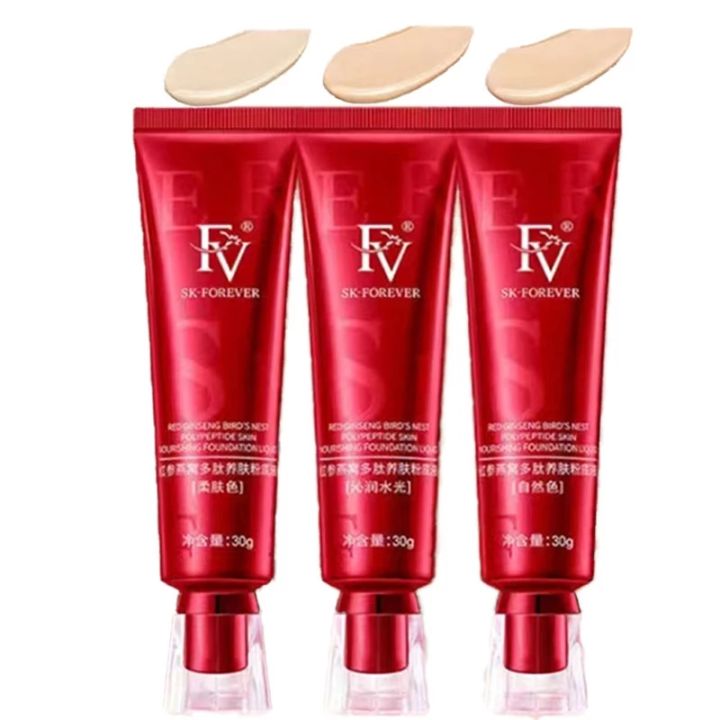 FV Red Ginseng Bird 'S Nest Polipeptida Skin-Nourishing Liquid Foundation Long-Lasting No Makeup Concealer Oil Control Waterproo