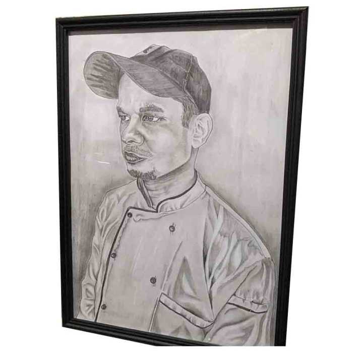 Pencil Art Drawing with the frame
