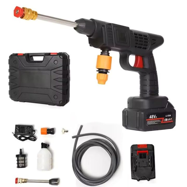 High Pressure Car Washer Gun, 48VF with Dual Battery - 300W, 25000mAh Peak Power 30Bar.Used For Car Washing, Floor Cleaning & Garden Watering. Water Spray Gun