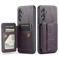 (New product) Fierre Shann FS-024 Oil Wax Cow Leather Card Holder Back Phone Case For Samsung Galaxy S25 5G/Samsung Galaxy S25 Ultra 5G/Samsung Galaxy S25+ 5G. 