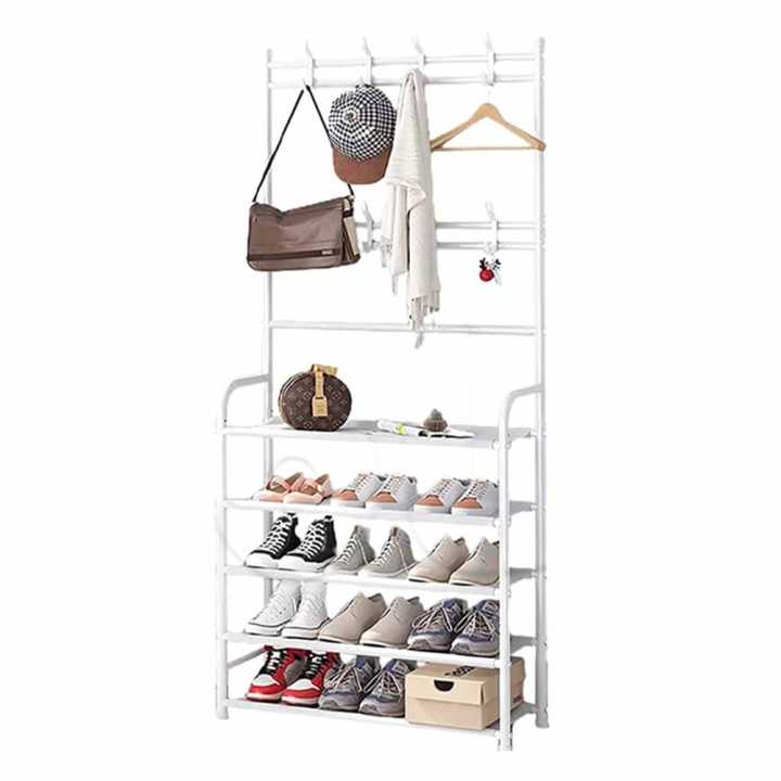 5 Layer Shoe Rack With Coat Hanger / 5 Tier Shoe Rack With Coat Hanger ...