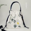 National Style New Portable Satin Crossbody Han Chinese Clothing Bag Pearl Chain Ancient Style Woven Belt Flash Bright Silk Embroidery Bag Drawstring Bag. 