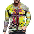 Christmas T Shirt Men Fake Two Piece Tops 2023 New Year Xmas Party Prom Tshirt Long Sleeve O-Neck Personality T-Shirt Oversized. 
