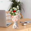 Head Planter Pots Cute Resin Face Flower Pot with Drainage Creative Decorations, Gift for Women, Man, Office and Garden Decor. 