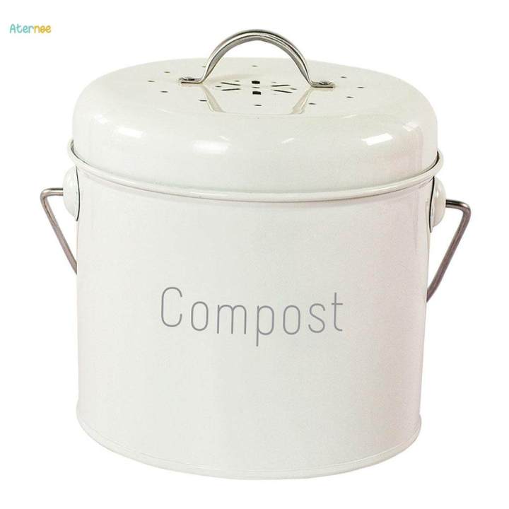 3L Compost Bin Countertop Indoor for Odor Filtration Rust Easy Clean
