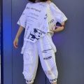 High-End Summer New Fashion Wear 2023 Korean Style Belly-Covering Slimming Casual Sports Denim Cropped Pants Suit. 