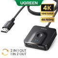UGREEN 2 Port HDMI Switch 4K 60Hz Switcher Splitter Bi-Direction 1x2/2x1 Adapter HDMI Switcher with 3.3FT HDMI Cable for Switch Xbox PS4 Monitor TV Box 1m HDMI Cable. 