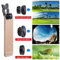 3 In 1 Universal Clip Lens Wide- Angle Macro Lens Fisheye Lens Mobile Phone Camera Lens with Clip Special Effects Lens. 