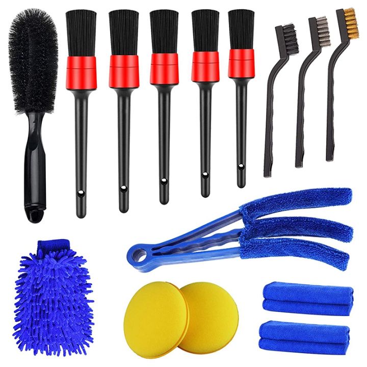 15 PCS Car Cleaning Kit Detail Brushes, Wheel Brush, Tire Brush Kit