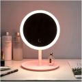 Desk Makeup Mirror with LED Light Lamp and Storage Tray, Dressing Table Rotatable Cosmetic Standing Mirror Light, Adjustable Touch Screen Direct USB Plug in Vanity Mirror. 