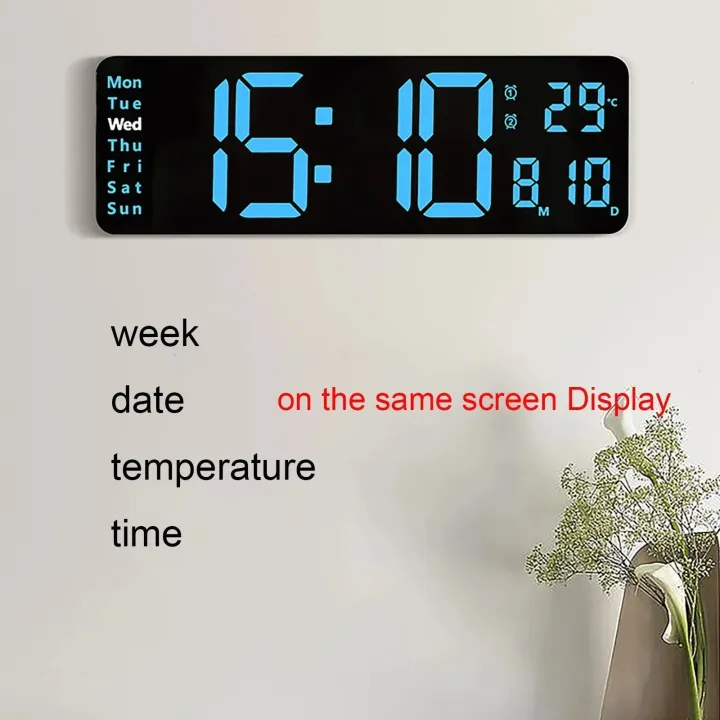 wall%20clock%20Digital%20Wall%20Clock%20Large%20Alarm%20Clock%20Remote%20Control%20Date%20Week%20Temperature%20Clock%20Dual%20Alarms%20LED%20Display%20Clock%20Living%20Room%20Dec%20-%20Image%203