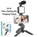AY-49 Video-Making Kit | Vlogging Tripod with Microphone, LED Video Light & Phone Holder | Universal Smartphone Rig for Content Creation. 