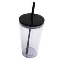 16oz Double Layer Plastic Straw Cup Borderless Creative Portable Carrying Cup. 