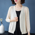 New Summer Ice Silk Sweater Women's Cardigan Outer Wear2023Loose Shawl Coat Thin Office Cardigan Sun Protection Clothing. 