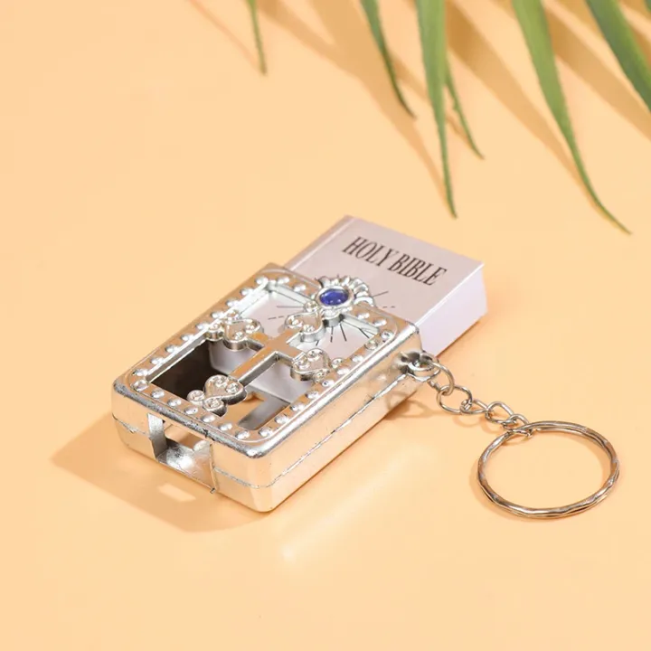 Mini Holy Bible Book Keychain – Silver, 170 Mini-Pages of Bible Passages