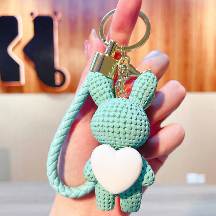 6 Colors Little Bear Woven Wrist Strap Comfortable Feel Alloy Resin Key Chain Cute Keychain for Gifts For Girls Ins Key Hanging Rope Children'S Creative Gifts Keys Access Cards Car Keys