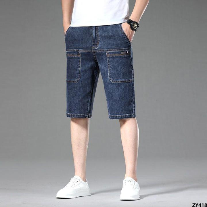 Men's%20Straight%20Summer%20Pocket%20Pants%20Stretch%20Six%20Or%20Seven%20Points%20Loose%20Men's%20Thin%20Breeches%202023%20Denim%20Shorts%20Pants%20-%20Image%204