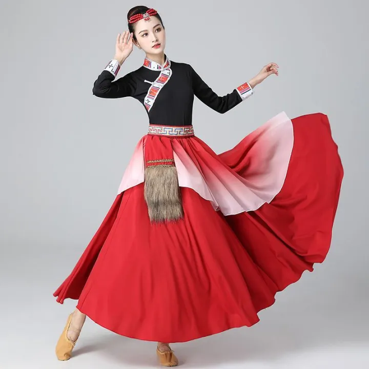 2023New%20Tibetan%20Dance%20Costume%20Men%20and%20Women%20Tibetan%20Long%20White%20Silk%20Sleeves%20Performance%20Costumes%20Mongolian%20Ethnic%20Performance%20Wear%20-%20Image%203