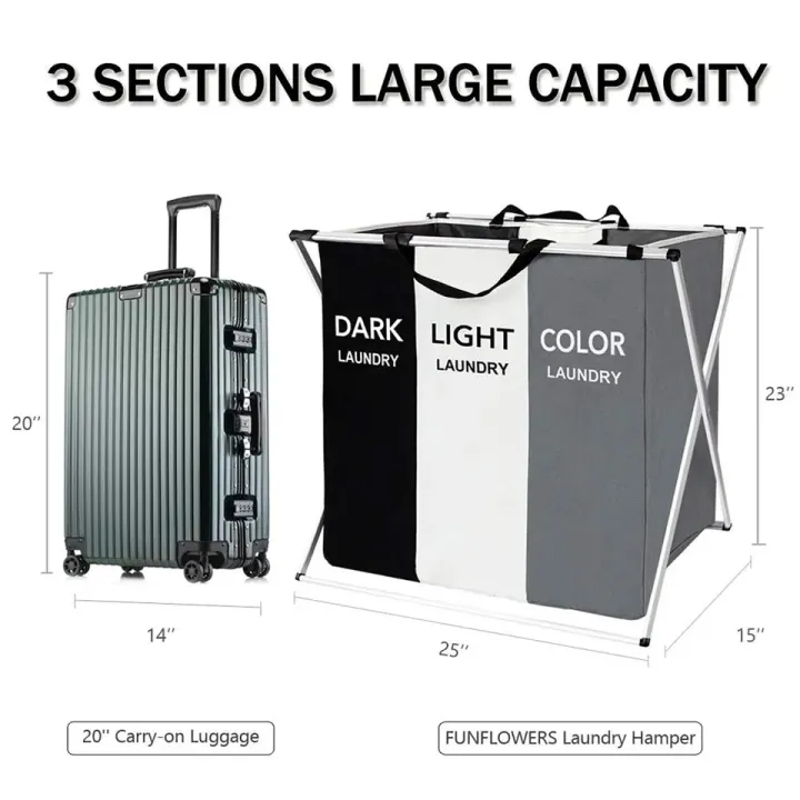 Laundry%20Basket%203%20Section,Foldable%20Dirty%20Laundry%20Hamper,%20Laundry%20Room%20Organization,Clothes%20Baskets%20With%20Side%20Pocket,Laundry%20Sorter%EF%BC%88Black%20and%20white%20gray%EF%BC%89%20-%20Image%203