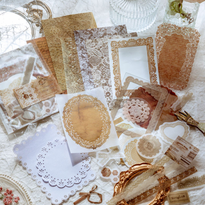 Panda%20Online%2030%20Pcs%20Lace%20Hand%20Workshop%20Vintage%20Journal%20Material%20Paper%20Scrapbooking%20Mixed%20Material%20Journaling%20Kit%20Scrapbook%20Stickers%20-%20Image%203