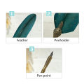 Vintage Feather Pen and Ink Set Glittering Quill Pen Fountain Pen Calligraphy Dip Pen Writing Signature Pen With Replacement Nibs Pen Holder Luxury Birthday Gift for Children Student Friends. 