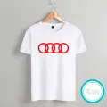 Audi white Tshirt  unisex  tees  designer tees  crew neck  silver white  red  blue  black. 